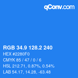 Color code: RGB 34.9 128.2 240 | qconv.com