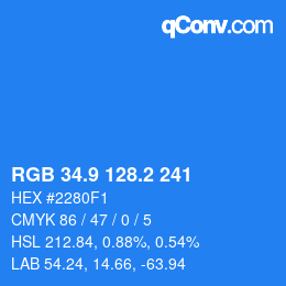 Color code: RGB 34.9 128.2 241 | qconv.com