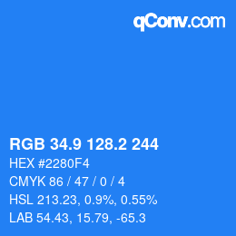 カラーコード: RGB 34.9 128.2 244 | qconv.com