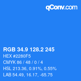 Farbcode: RGB 34.9 128.2 245 | qconv.com