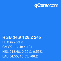 Color code: RGB 34.9 128.2 246 | qconv.com