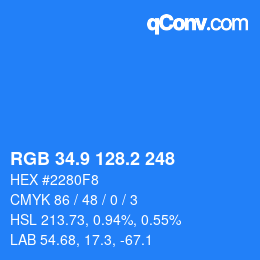 カラーコード: RGB 34.9 128.2 248 | qconv.com