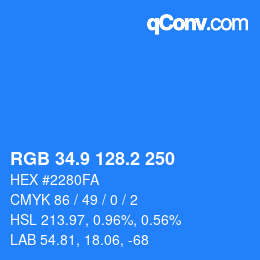 Color code: RGB 34.9 128.2 250 | qconv.com