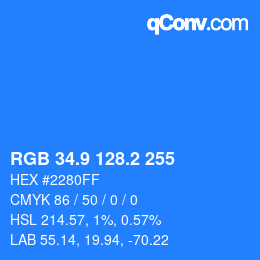 Code couleur: RGB 34.9 128.2 255 | qconv.com