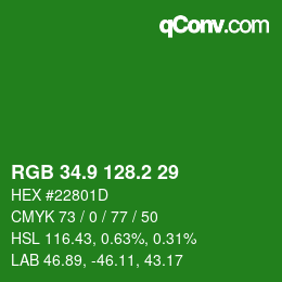 カラーコード: RGB 34.9 128.2 29 | qconv.com