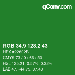 カラーコード: RGB 34.9 128.2 43 | qconv.com