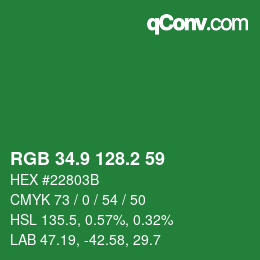 カラーコード: RGB 34.9 128.2 59 | qconv.com