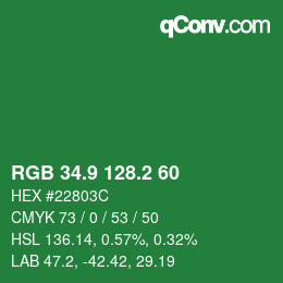 カラーコード: RGB 34.9 128.2 60 | qconv.com
