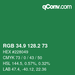 カラーコード: RGB 34.9 128.2 73 | qconv.com