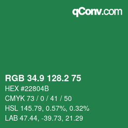 カラーコード: RGB 34.9 128.2 75 | qconv.com
