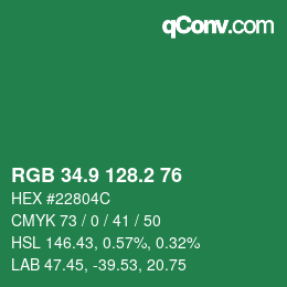 カラーコード: RGB 34.9 128.2 76 | qconv.com