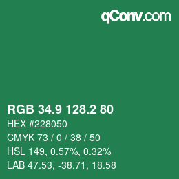 カラーコード: RGB 34.9 128.2 80 | qconv.com