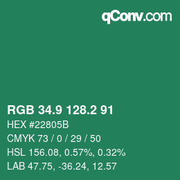 カラーコード: RGB 34.9 128.2 91 | qconv.com