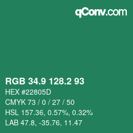 カラーコード: RGB 34.9 128.2 93 | qconv.com