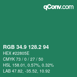 カラーコード: RGB 34.9 128.2 94 | qconv.com