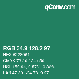 カラーコード: RGB 34.9 128.2 97 | qconv.com