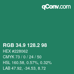カラーコード: RGB 34.9 128.2 98 | qconv.com