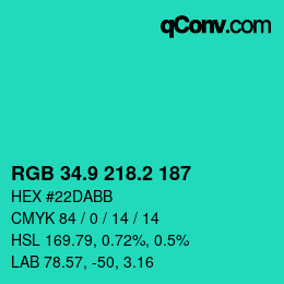 カラーコード: RGB 34.9 218.2 187 | qconv.com