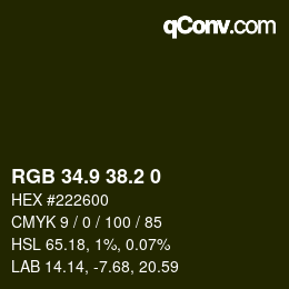 Color code: RGB 34.9 38.2 0 | qconv.com