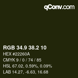 カラーコード: RGB 34.9 38.2 10 | qconv.com