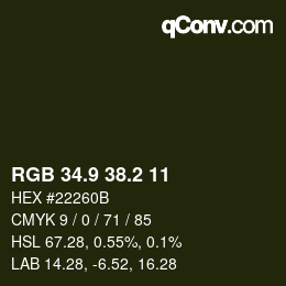 カラーコード: RGB 34.9 38.2 11 | qconv.com