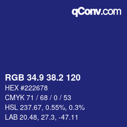 カラーコード: RGB 34.9 38.2 120 | qconv.com