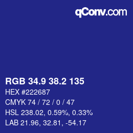 カラーコード: RGB 34.9 38.2 135 | qconv.com