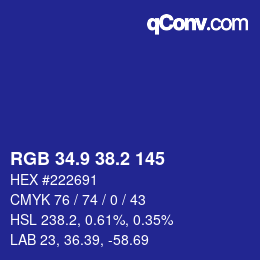 カラーコード: RGB 34.9 38.2 145 | qconv.com