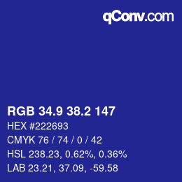 カラーコード: RGB 34.9 38.2 147 | qconv.com