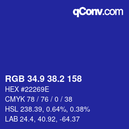カラーコード: RGB 34.9 38.2 158 | qconv.com