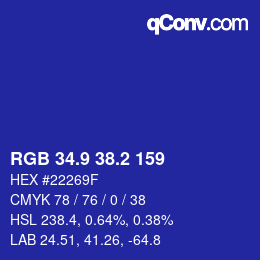 カラーコード: RGB 34.9 38.2 159 | qconv.com