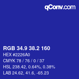 カラーコード: RGB 34.9 38.2 160 | qconv.com