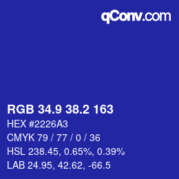 カラーコード: RGB 34.9 38.2 163 | qconv.com