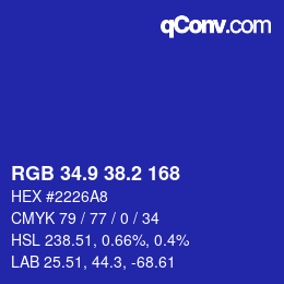 カラーコード: RGB 34.9 38.2 168 | qconv.com