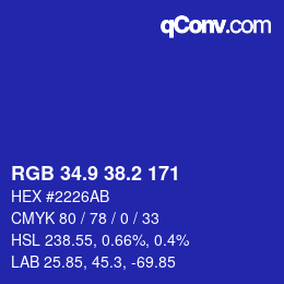 カラーコード: RGB 34.9 38.2 171 | qconv.com