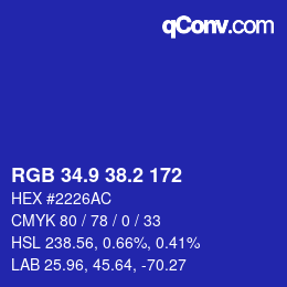カラーコード: RGB 34.9 38.2 172 | qconv.com