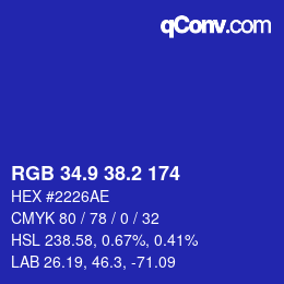 カラーコード: RGB 34.9 38.2 174 | qconv.com