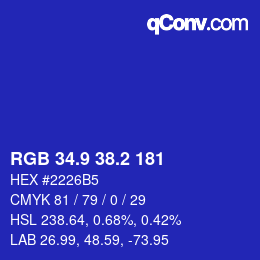 カラーコード: RGB 34.9 38.2 181 | qconv.com