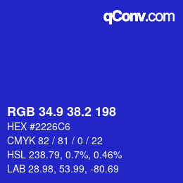 カラーコード: RGB 34.9 38.2 198 | qconv.com