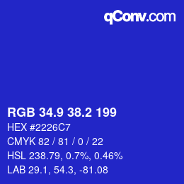 カラーコード: RGB 34.9 38.2 199 | qconv.com