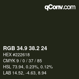 カラーコード: RGB 34.9 38.2 24 | qconv.com