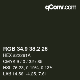 Color code: RGB 34.9 38.2 26 | qconv.com