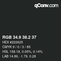 Color code: RGB 34.9 38.2 37 | qconv.com