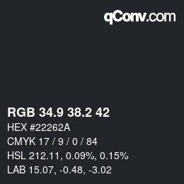 カラーコード: RGB 34.9 38.2 42 | qconv.com