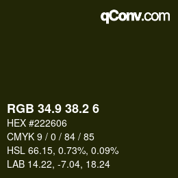 カラーコード: RGB 34.9 38.2 6 | qconv.com