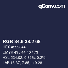 カラーコード: RGB 34.9 38.2 68 | qconv.com