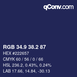カラーコード: RGB 34.9 38.2 87 | qconv.com