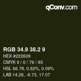 カラーコード: RGB 34.9 38.2 9 | qconv.com