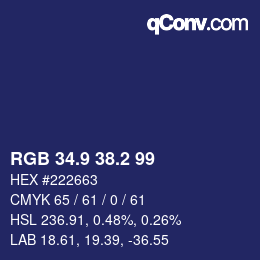 Color code: RGB 34.9 38.2 99 | qconv.com