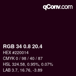 カラーコード: RGB 34 0.8 20.4 | qconv.com